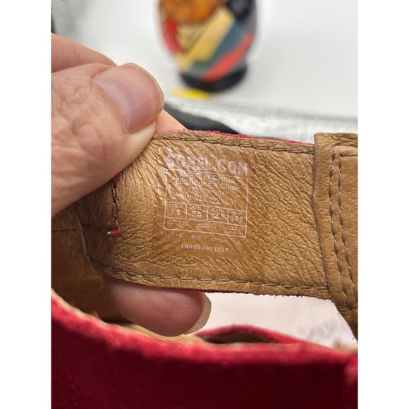 Sorel Joanie red suede wedge lace up sandals size 7 - Picture 7 of 8